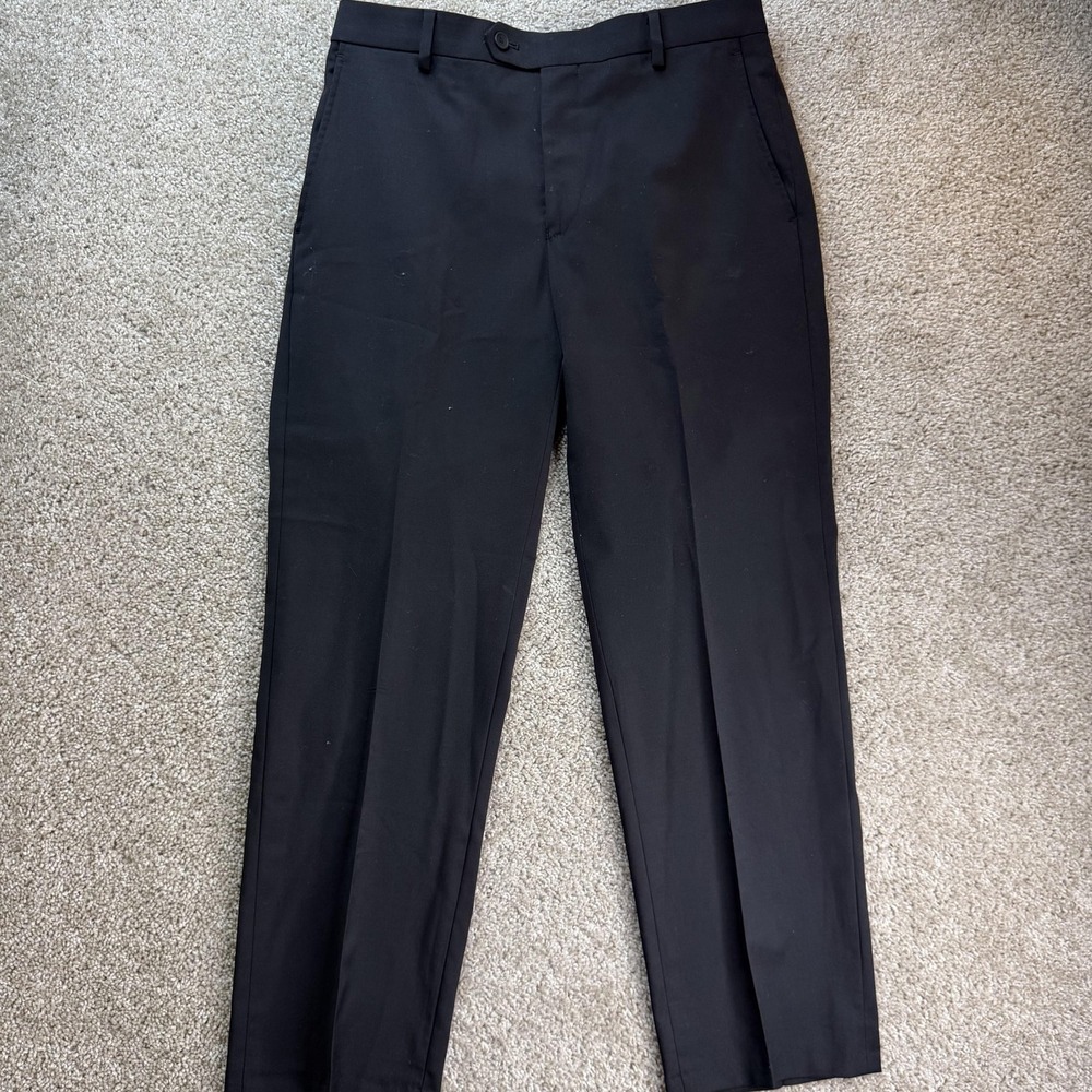 Jos A Bank Suit Pants Mens 32 Black Slim Fit Traveler Tapered Dress Formal